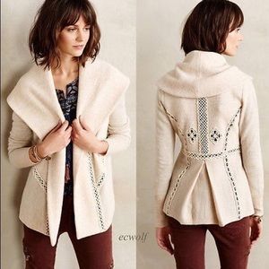 Anthropologie Embroidered Wool Jacket